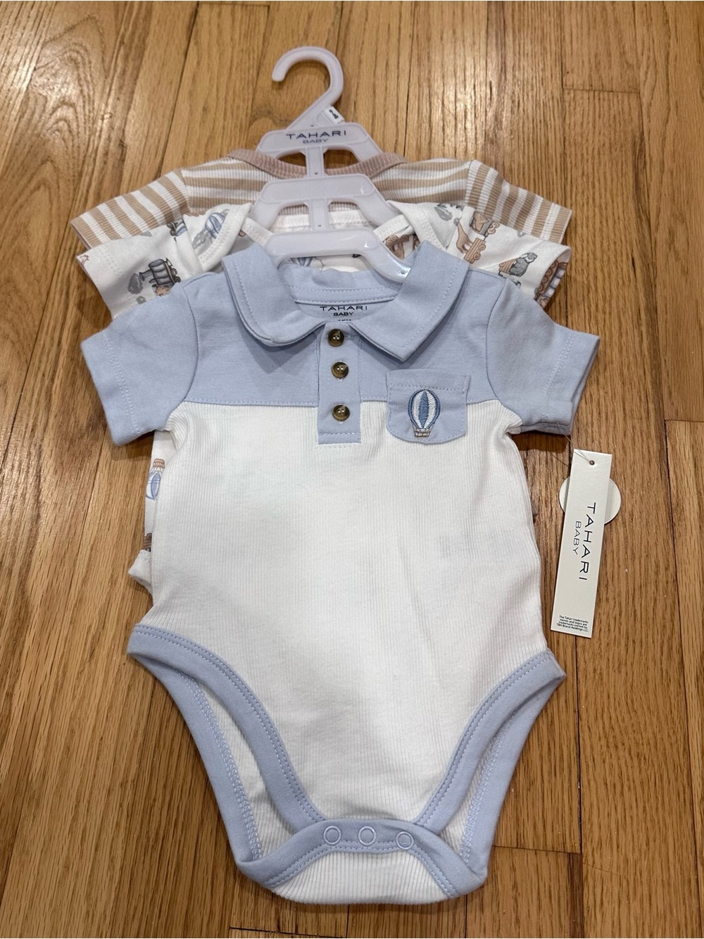 NWT Tahari 3 Polo-Style Baby Bodysuits 6-9 months